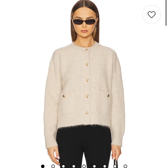 NWT Anine Bing Bobbie Cardigan in Light Oat Size Small Neutral Alpaca Sweater - Picture 2 of 10